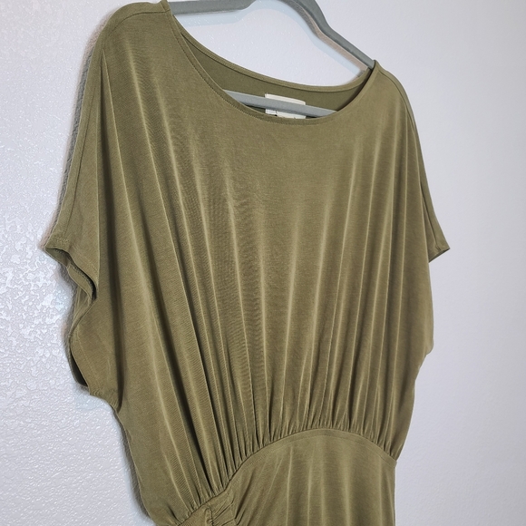 Anthropologie Ruched Modal Maxi Dress Green Cinched Waist Size Small - Picture 10 of 13